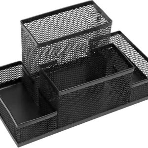 MAHADEV 4 Compartments Metal Pen Stand Metal Mesh (Pack...