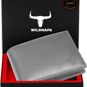 WILD NAPA Men Grey Genuine Leather RFID Wallet