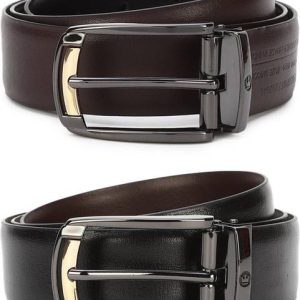 LOUIS PHILIPPE Men Formal Black, Brown Artificial Leather Reversible B...