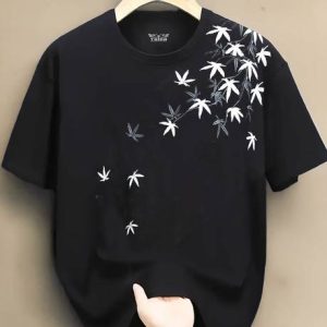 TRIPR Men Printed Round Neck Cotton Blend Black T-Shirt