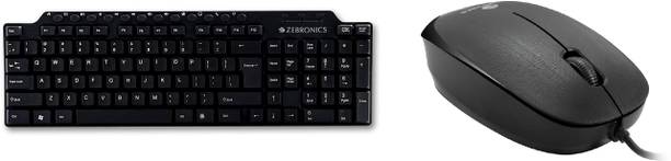 ZEBRONICS KM2100 keyboard & Power Mouse Wired USB Stand...