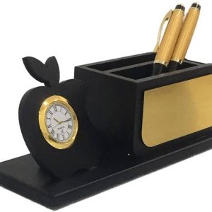 Sambhuya 3 Compartments Wooden Desk Organizer with Penc...