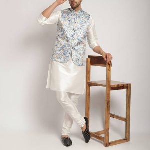 abeer fashion Men Dupion Silk Kurta Pyjama Ethnic Jacket Set