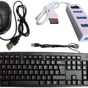 ANJO Wired USB Keyboard-Wired LED Mouse- 2.0 USB Hub Co...