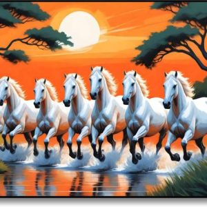 saf 7 Running Horses Premium framed wall paintings for ...