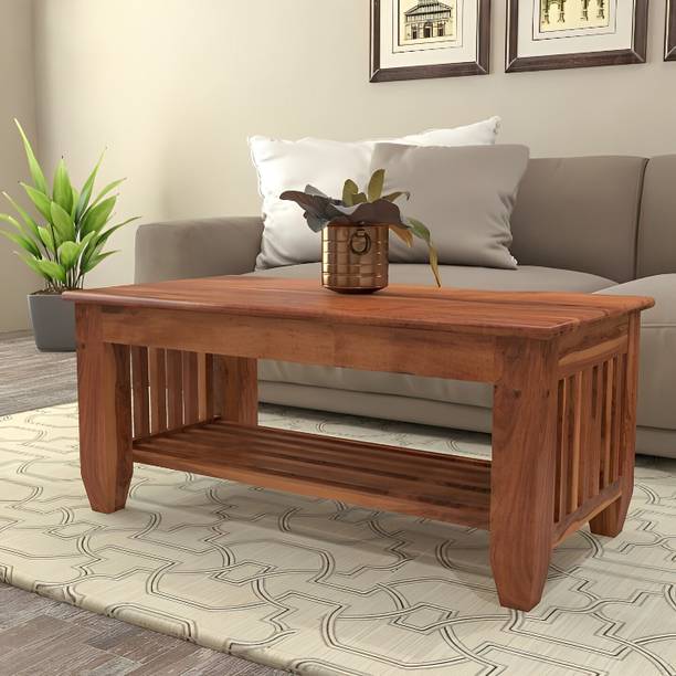 PR FURNITURE Solid Sheesham Wood Coffee Table With Stor...