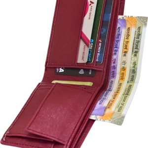 Strong Horns Men Casual, Formal Maroon Artificial Leather RFID Wall...