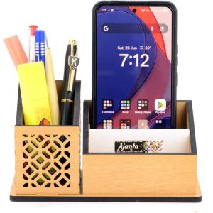 AJANTA ROYAL 3 Compartments MDF Wood Pen Stand