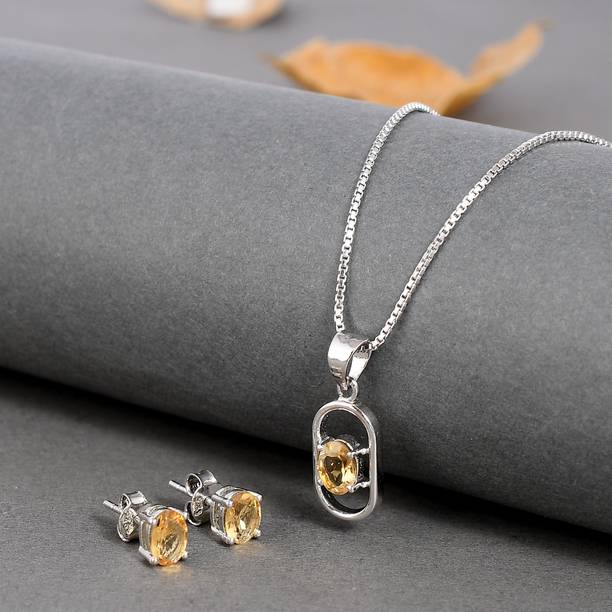 Femme Jam White Gold 925 Sterling Silver Natural Citrin...