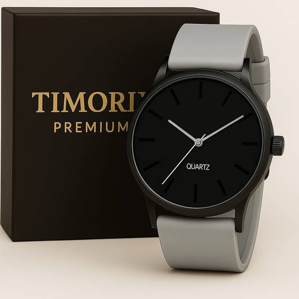 Timorix Black Dial & Light Grey Strap Analog Watch for Men | St...