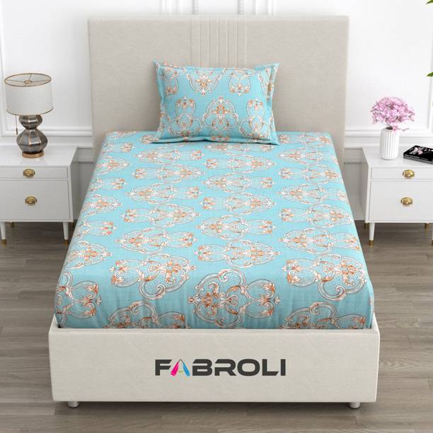 Fabroli 300 TC Cotton Single Printed Flat Bedsheet