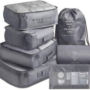 SPRSE 7 Set Travel Organizer Bag 3 Packing Cubes + 3 Po...