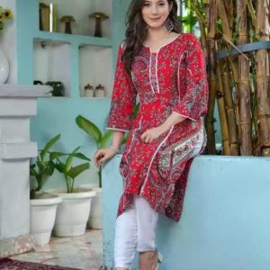Lamba Creations Women Cotton Blend Kurta Pant Set