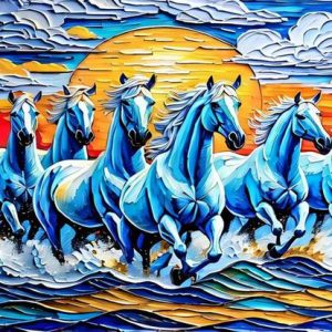 Fliptic 7 Running Horses Vastu Wall Poster for Home Dec...