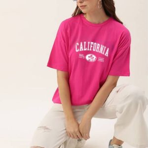 My Swag Women Typography Round Neck Pure Cotton Pink T-Shirt