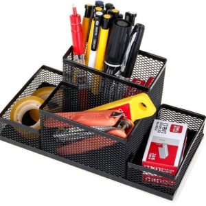 YAJNAS 4 Compartments Metal Stationery Items Organizer ...