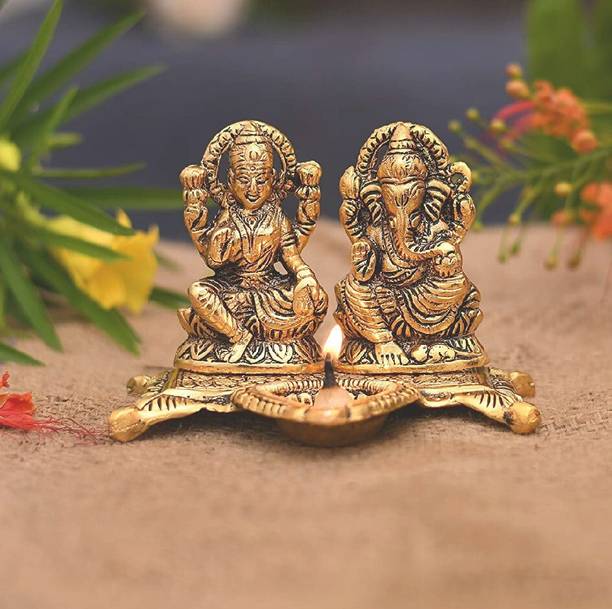 anil job works Metal Laxmi Ganesh Idol with Diya Showpi...