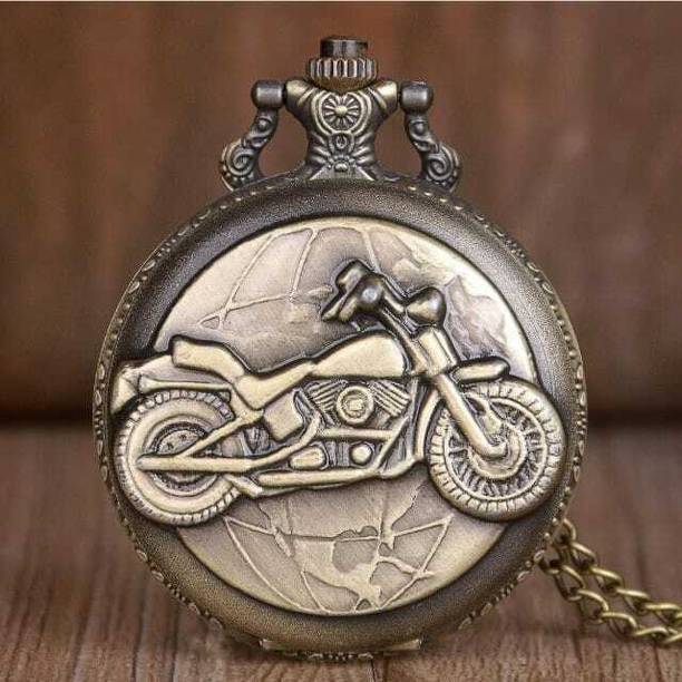 GSV VINtAGE BIKE Metal Pocket Watch Keychain, BRONZE An...