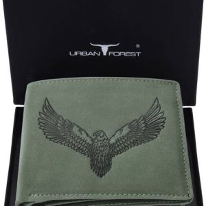 URBAN FOREST Men Green Genuine Leather RFID Wallet - Regular Size
