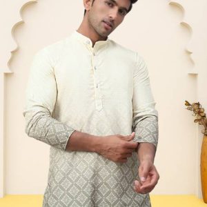 Jompers Men Printed Cotton Blend Straight Kurta