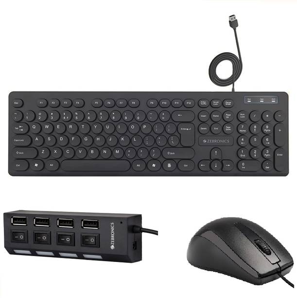 ZEBRONICS K24 Wired Keyboard + Alex Wired Mouse + 150HB...