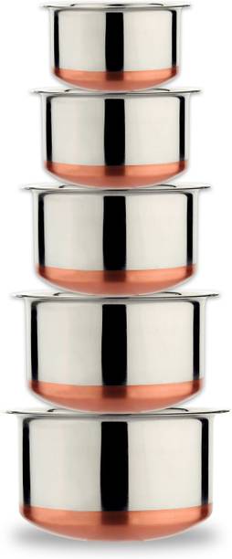 LIMETRO STEEL Set of 5 Copper Bottom Tope Multi Purpose...