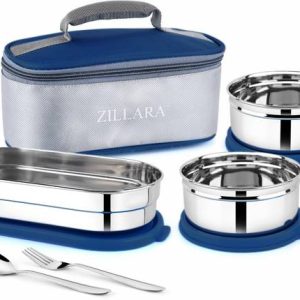 Zillara Sigma Pro Navy Blue Lunch Box for Men & Women –...