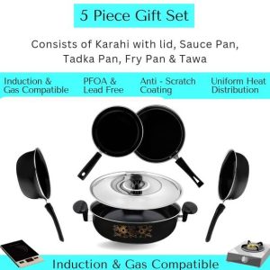cookpro Cookpro Pack of 6 pc (Kadhai (With Lid), Fry Pa...