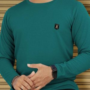VeBNoR Men Solid Round Neck Polyester Green T-Shirt