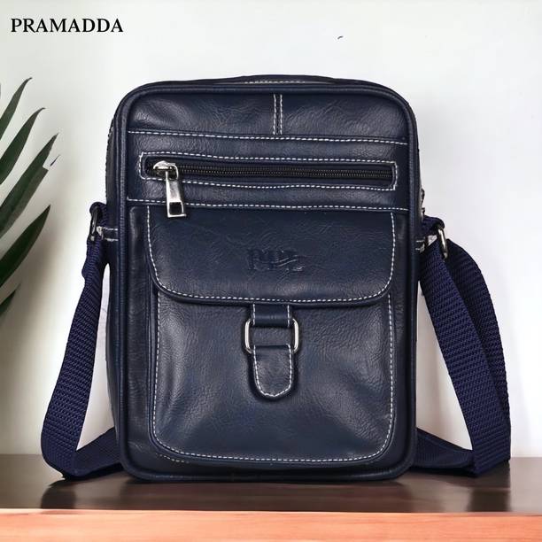 Pramadda Pure Luxury Blue Men Sling Bag Stylish Leather Mobile Sling For Men...