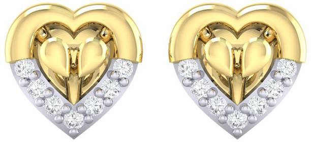 Diamtrendz Jewels Heart Yellow Gold 18kt Diamond Stud E...