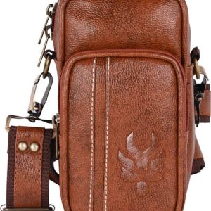 Pramadda Pure Luxury Tan Men Sling Bag Stylish ITALIA Mobile SMALL Vegan Lea...