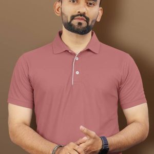 VeBNoR Men Solid Polo Neck Polyester Pink T-Shirt