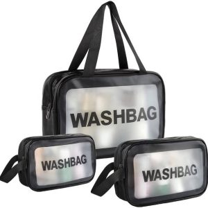 HOUSE OF QUIRK 3Pack Clear Make Up Bag, Waterproof Cosm...