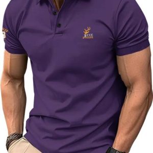 EyeBogler Men Self Design V Neck Cotton Blend Purple T-Shirt