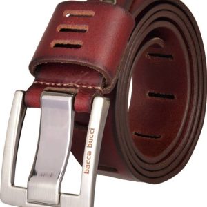 bacca bucci Men Casual Maroon Genuine Leather Belt