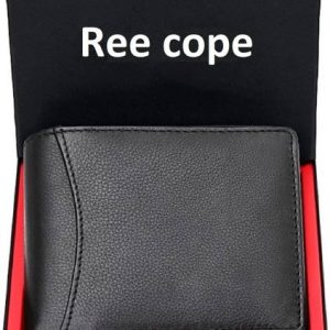 ree cope Men Formal, Trendy Black Genuine Leather RFID Wallet