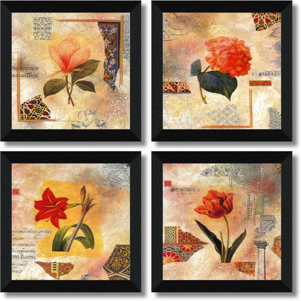 saf SET OF 4 FLORAL Digital Reprint 19 inch x 19 inch P...