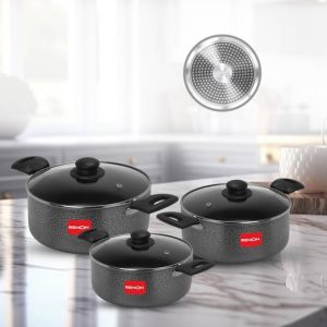 Benon Granite Coated Casserole Set of 2.5L+3.5L+4.5L In...