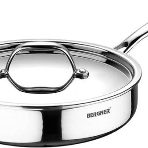 BERGNER Argent Tri-ply 3.1 Litre Silver Saute Pan 26 cm...