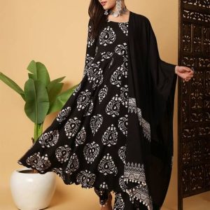 Saabhi Women Viscose Rayon Kurta Palazzo Dupatta Set