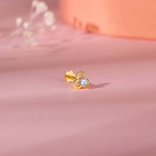 GIVA Gold Flourish Clover Diamond Nose Pin 18kt Lab Gro...