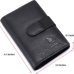 OTTER Men & Women Casual Black Genuine Leather RFID Card Hol...