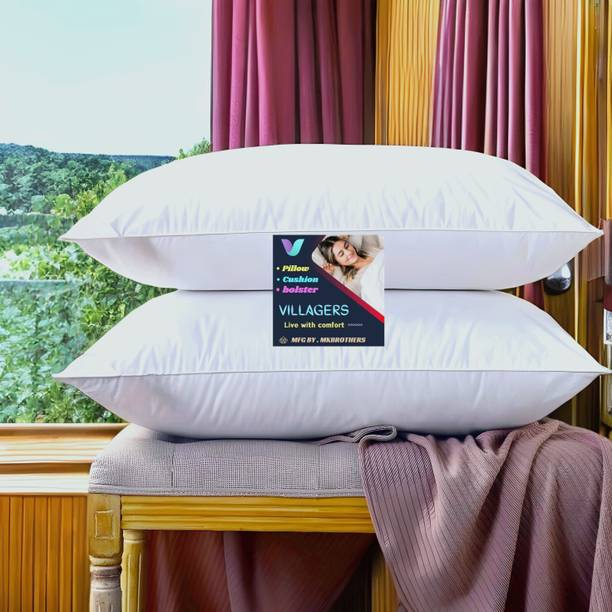VILLAGERS LUXURY Cotton Solid Sleeping Pillow Pack of 2