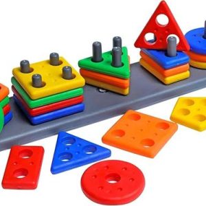 PopPlop Plastic Geometric Blocks Stacker Shape Sorter C...
