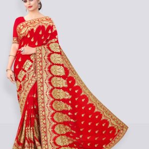 b bella creation Self Design, Embroidered Bollywood Georgette Saree