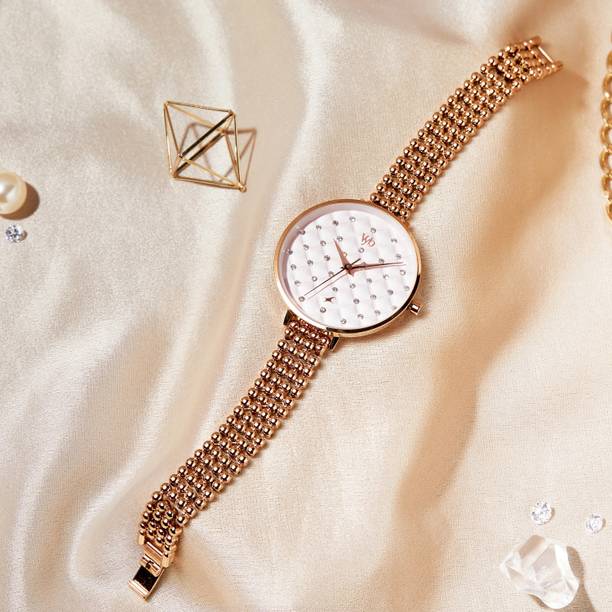 Fastrack Vyb Iconique Light Pink Dial Rose Gold Strap Analog Wat...