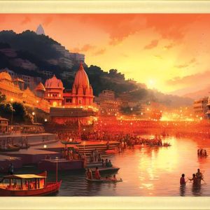 Anaadi Haridwar Ganga Ghat Wall Painting For Home, Offi...