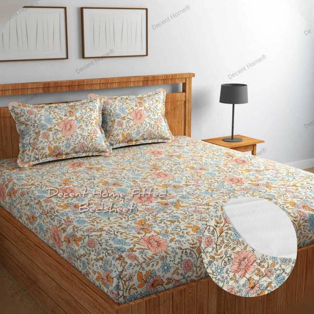 Decent Home 240 TC Cotton Double Floral Fitted (Elastic...