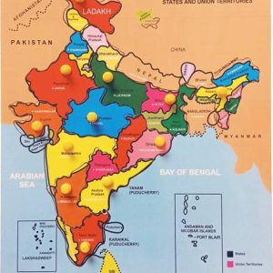 FireFlies Wooden India Map Puzzle Capital with State Le...